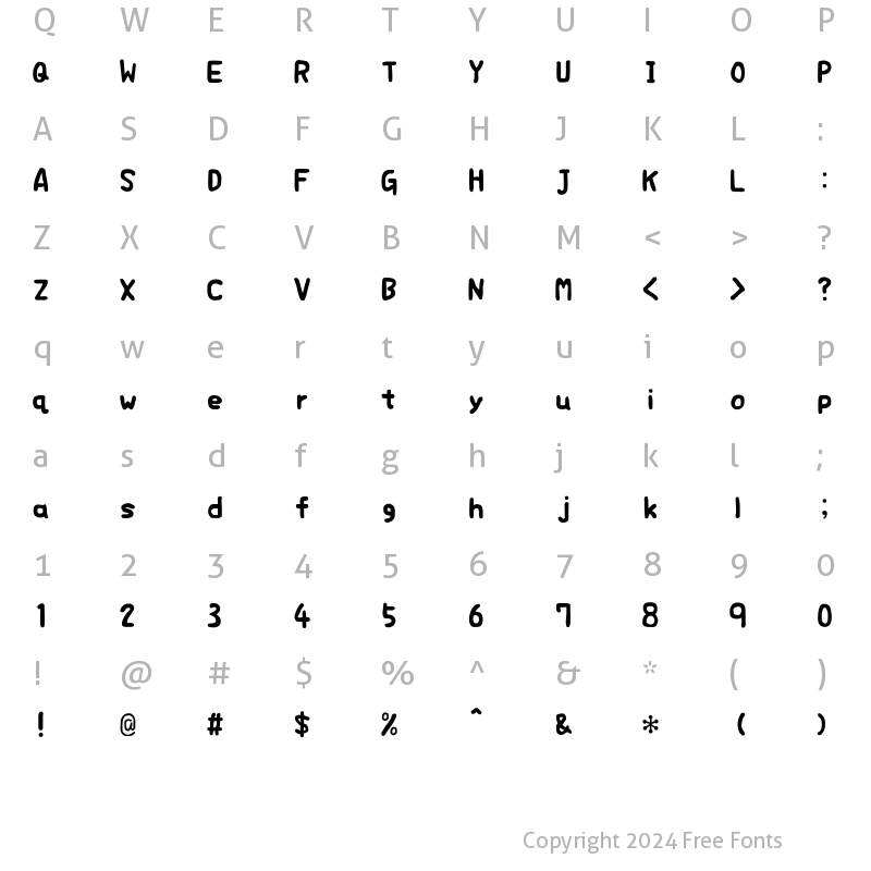 Character Map of ElmerFont Regular