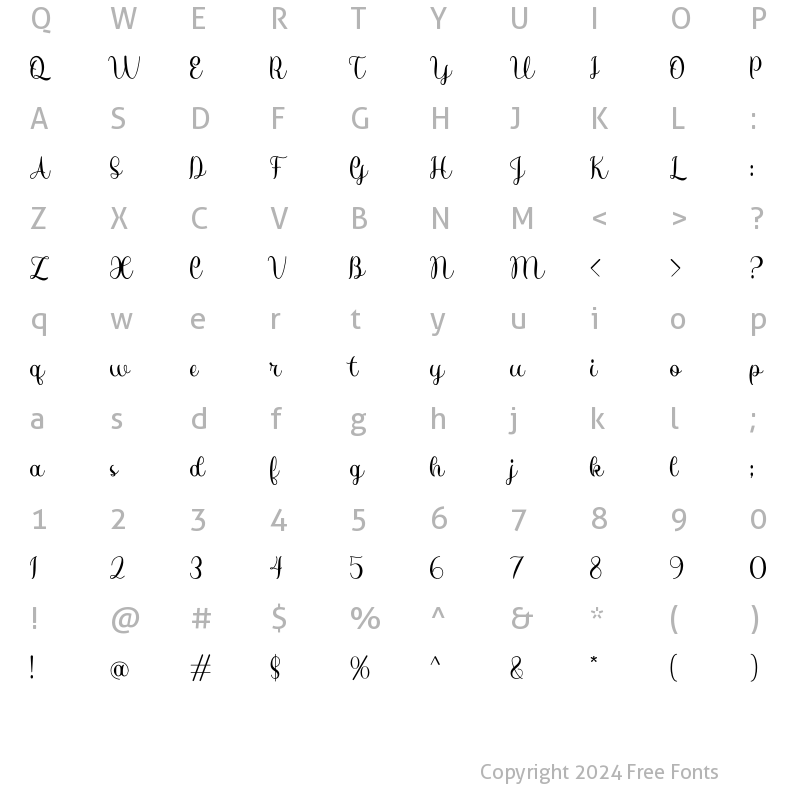 Character Map of Elok Regular