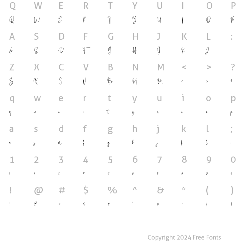 Character Map of Elosiam Regular