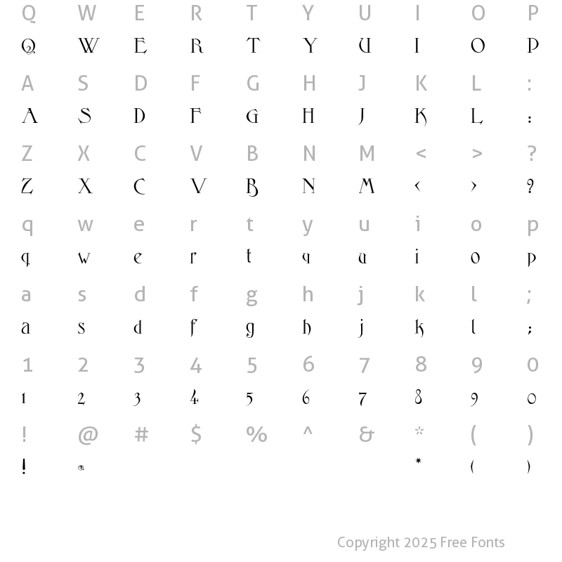 Character Map of Elphinstone Regular