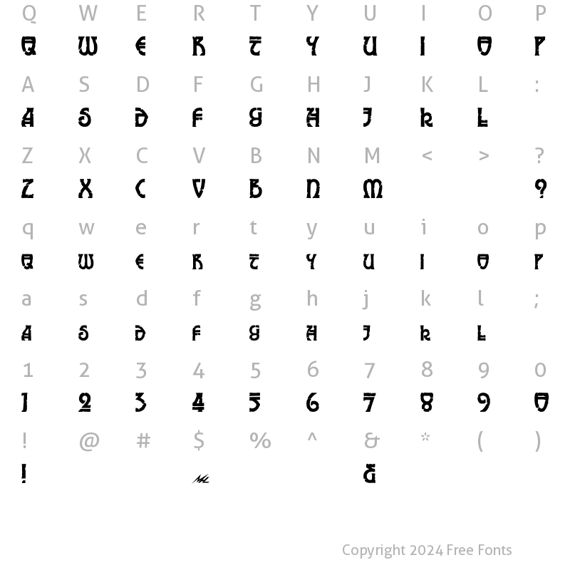 Character Map of Elric Bold