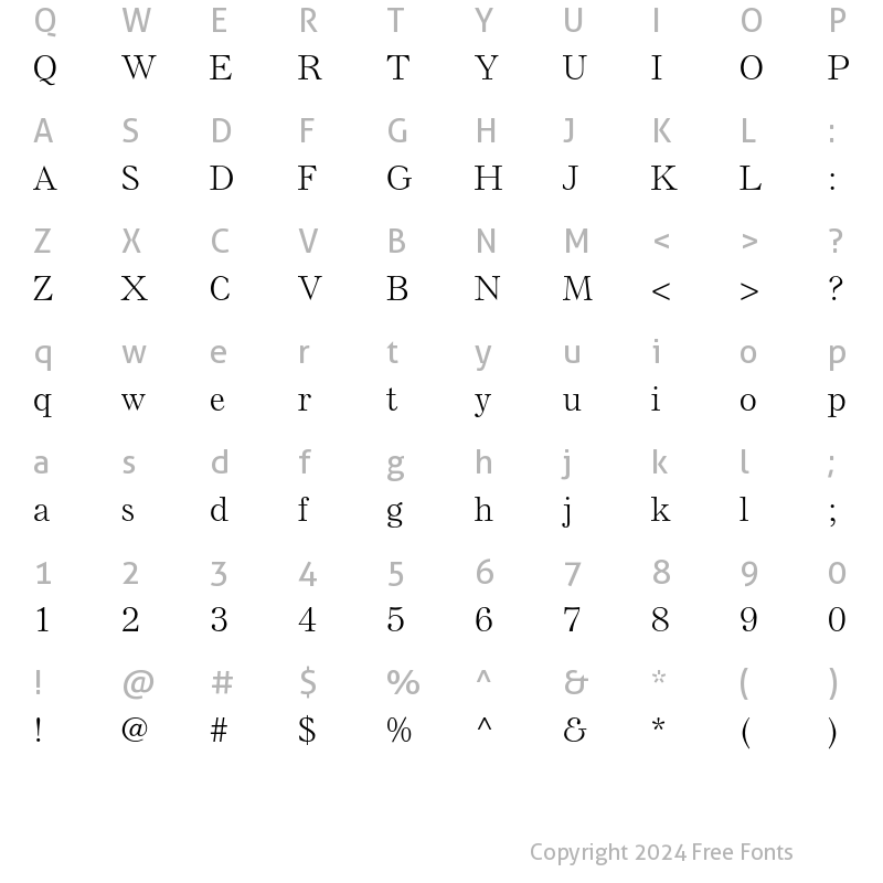 Character Map of Else NPL Std Light