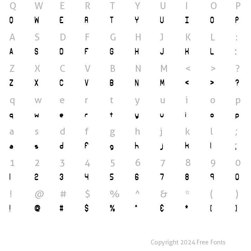 Character Map of Elsewhere (BRK) Regular