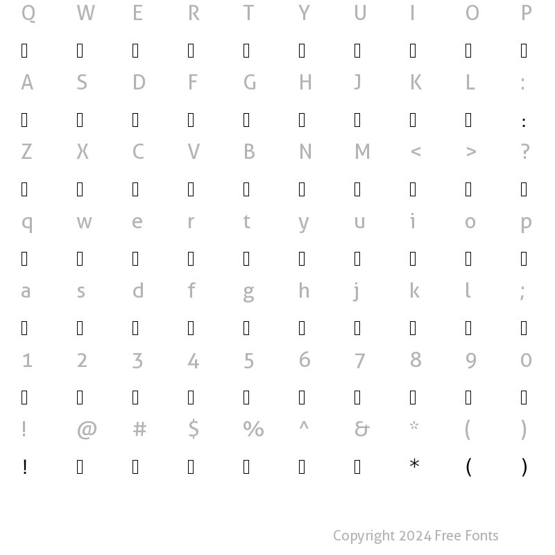 Character Map of Elshan Regular