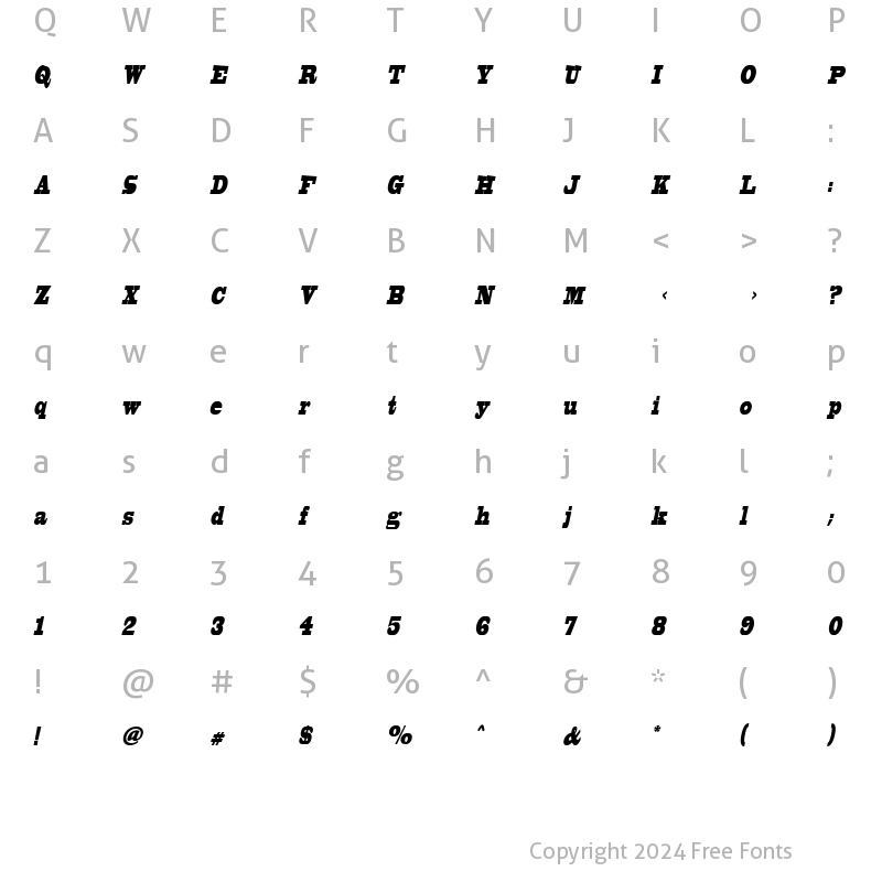 Character Map of Elsora Italic