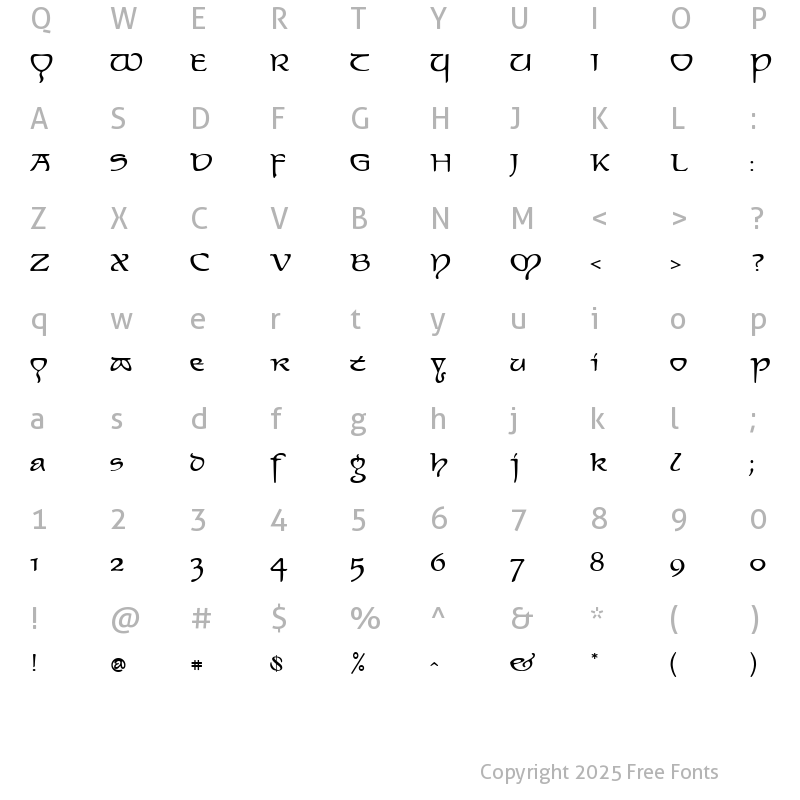 Character Map of Elven Normal Regular