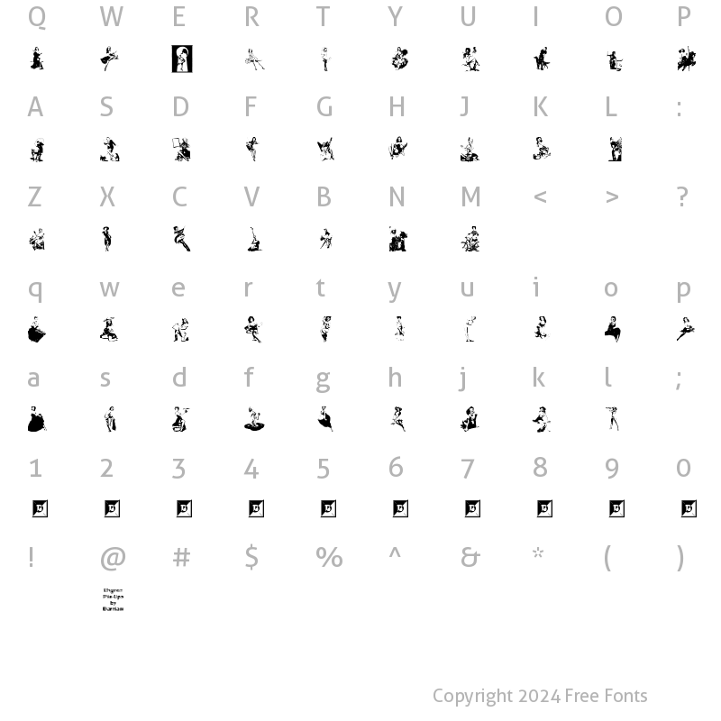 Character Map of Elvgren Pin-ups Regular