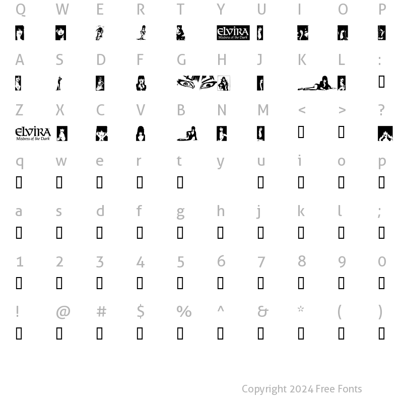 Character Map of Elvira Dingbats Regular