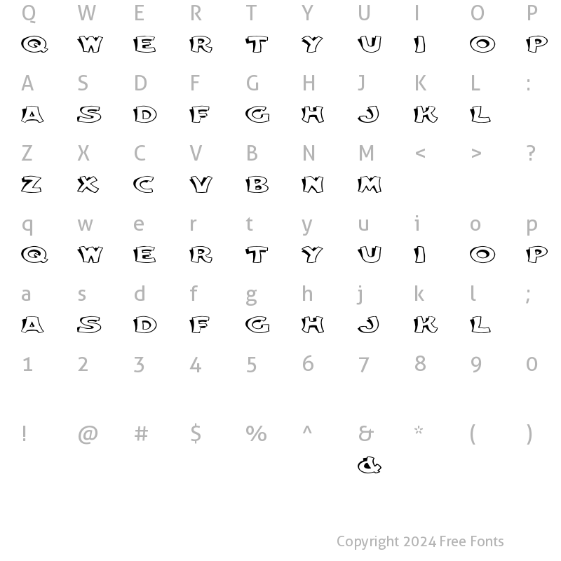 Character Map of Elwood Ex Regular