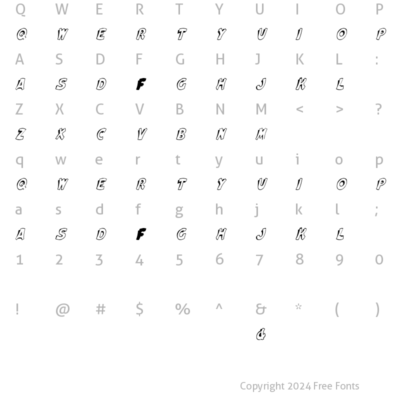 Character Map of Elwood Italic