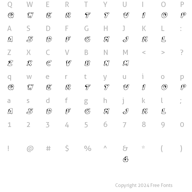 Character Map of Elwood Italic Italic