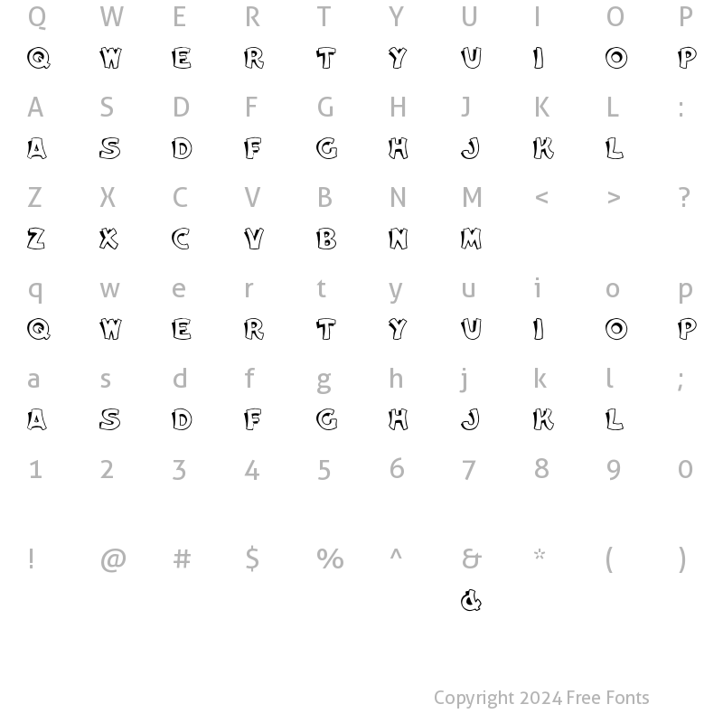 Character Map of Elwood Regular