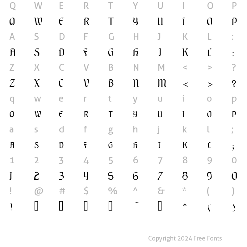 Character Map of Elysian Regular