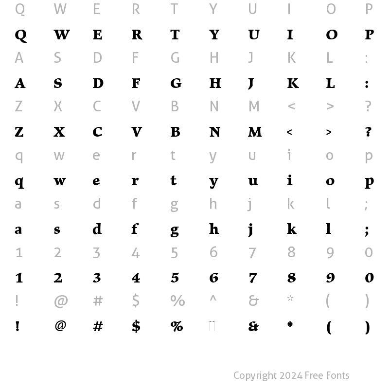 Character Map of Elysium Bold Regular