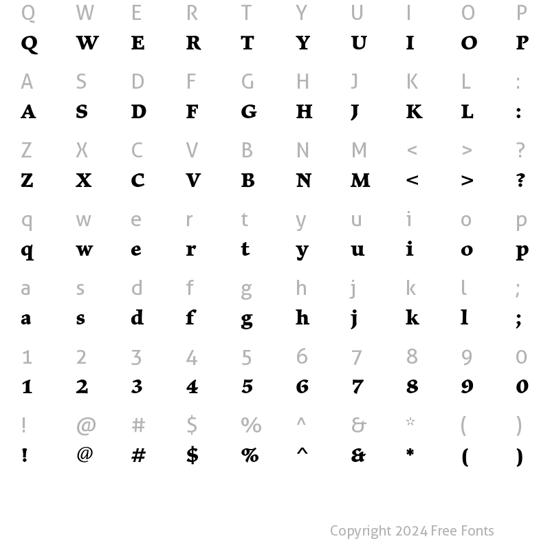 Character Map of Elysium Std Bold