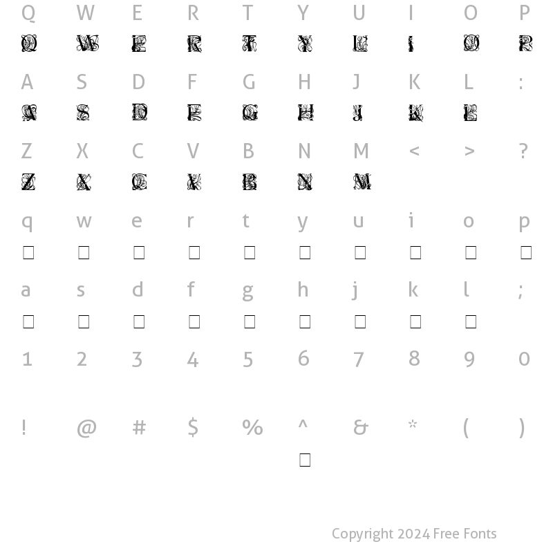 Character Map of Elzevier-Caps Regular