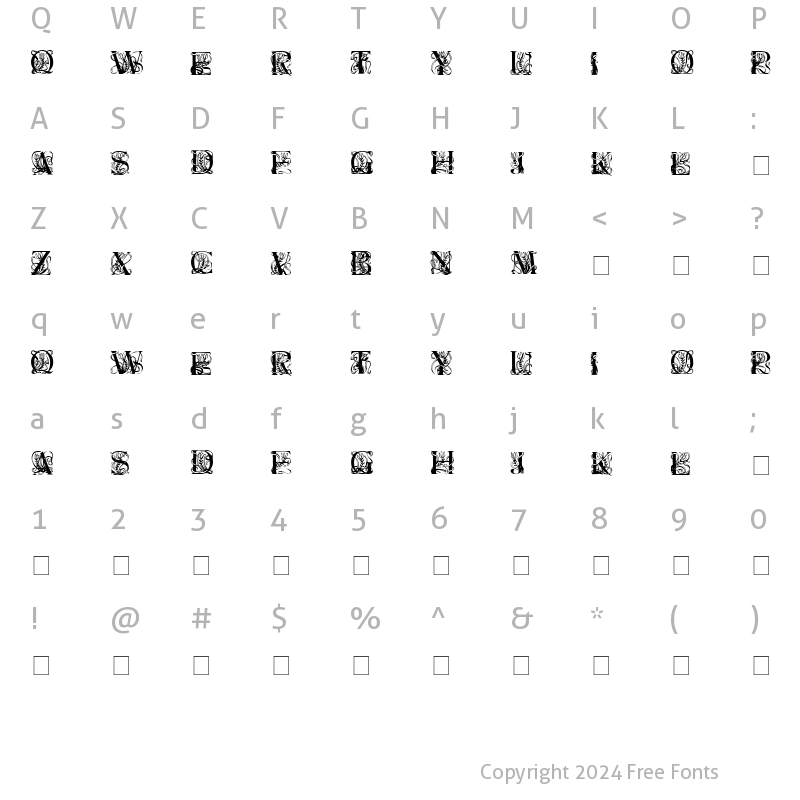 Character Map of Elzevier Caps Regular