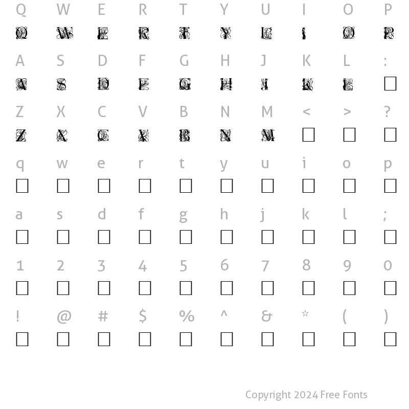 Character Map of ElzevierCaps Normal