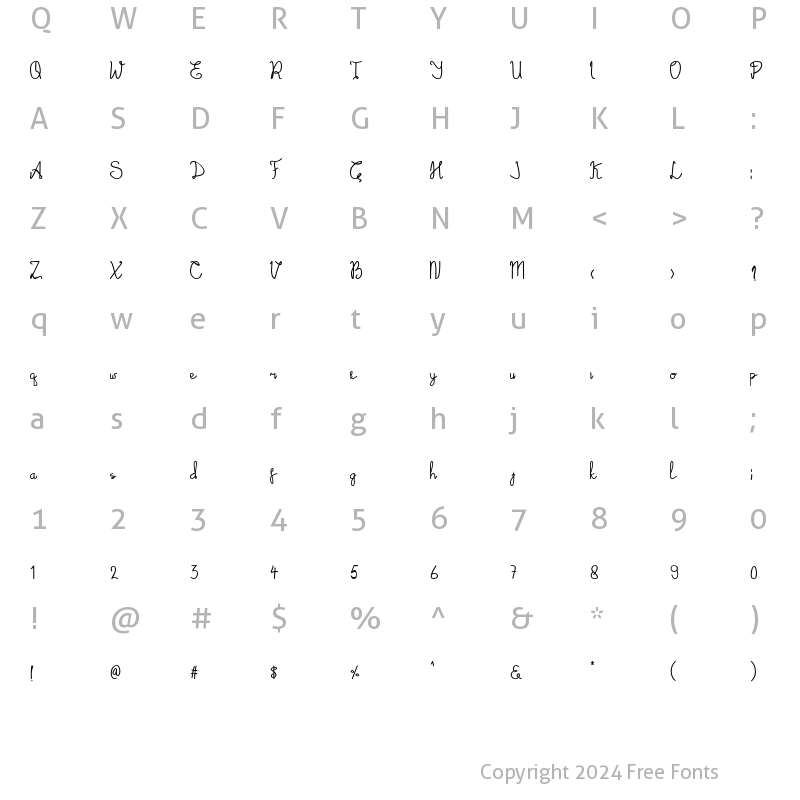 Character Map of Emalia Script Regular