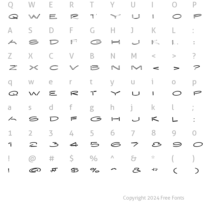 Character Map of Embargo Regular