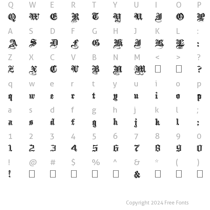 Character Map of EmbossedBlackWide Normal