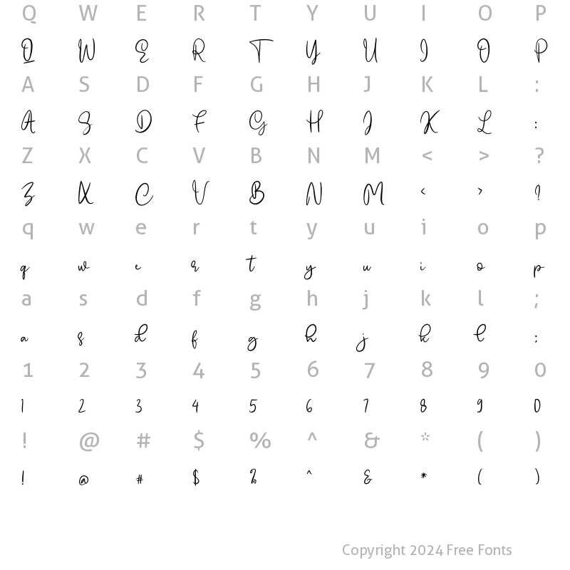 Character Map of Emellyn Regular