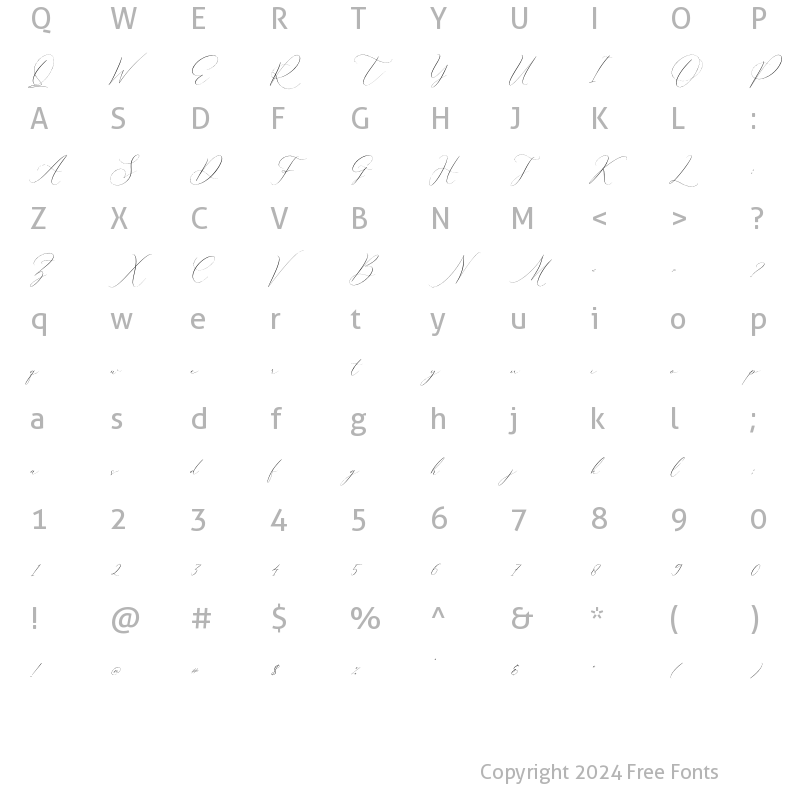 Character Map of Emelystta Italic