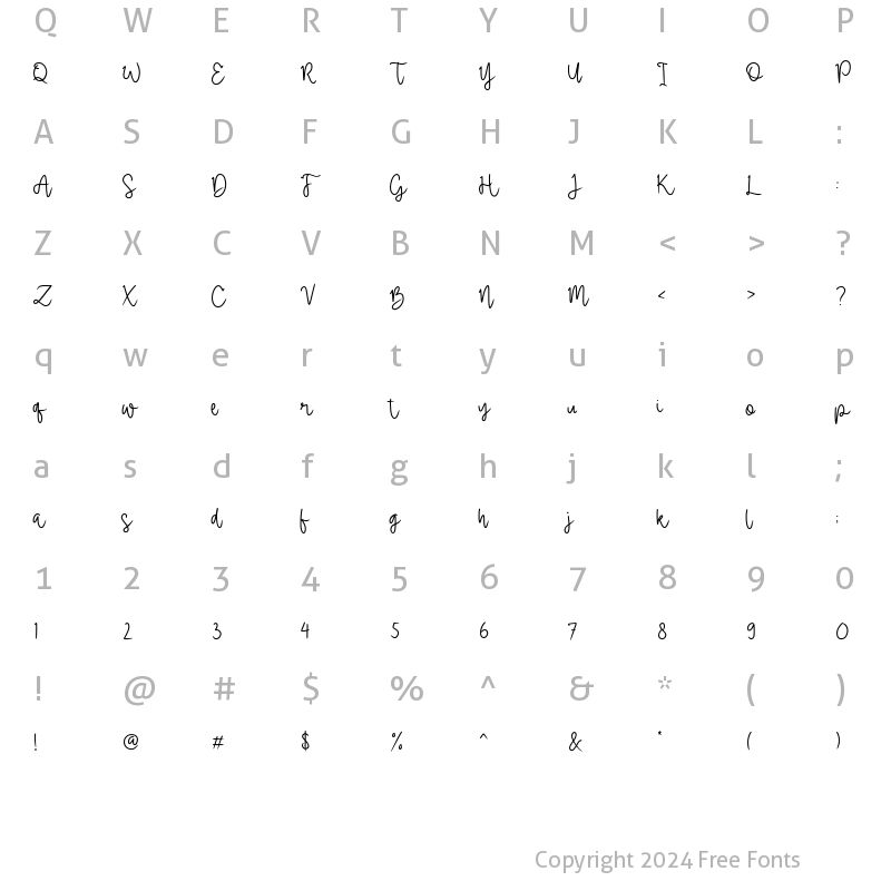 Character Map of Emerald Cole Regular