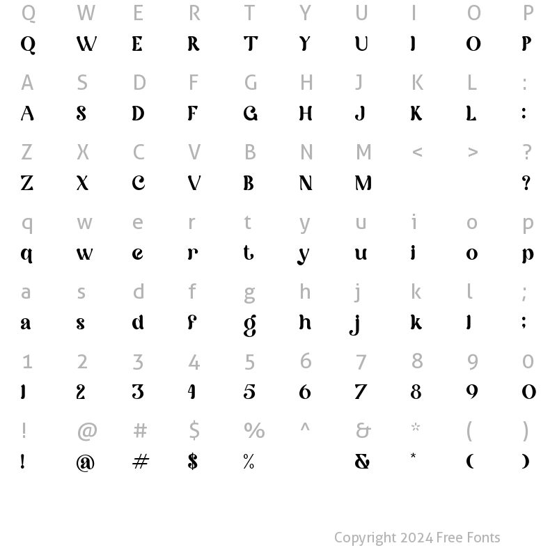 Character Map of Emeratine Regular