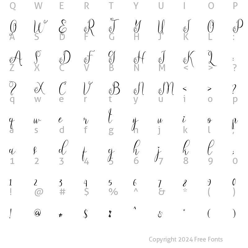 Character Map of Emillisa Regular