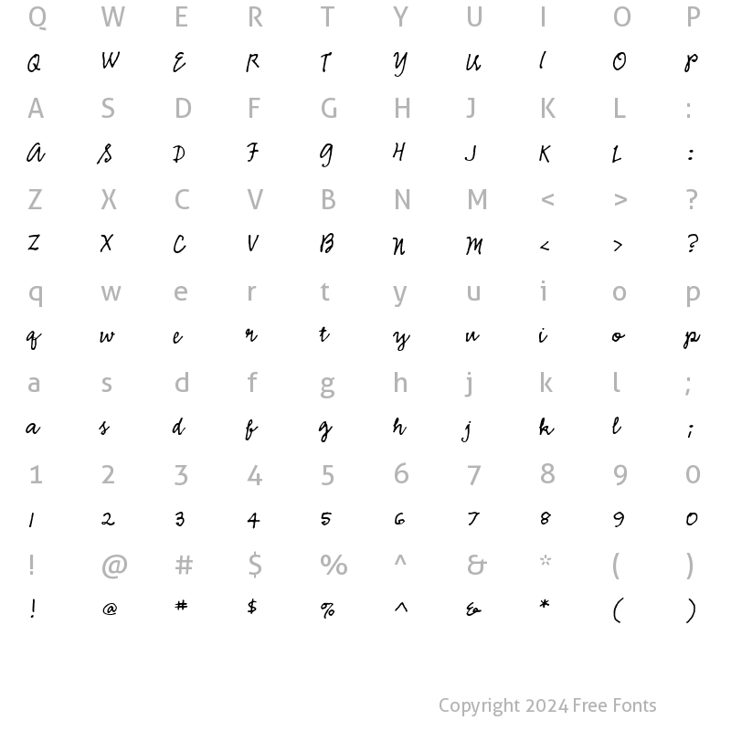 Character Map of Emmascript MVB Italic