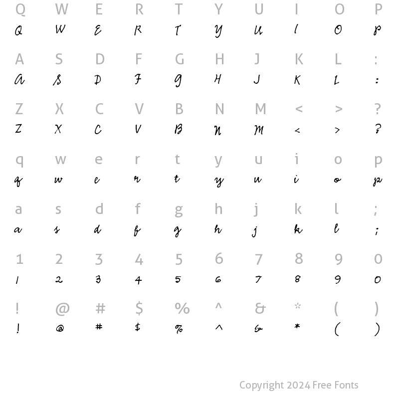 Character Map of EmmascriptMVB RomanItalic