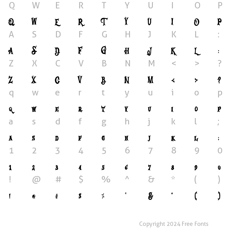 Character Map of Emogine Regular