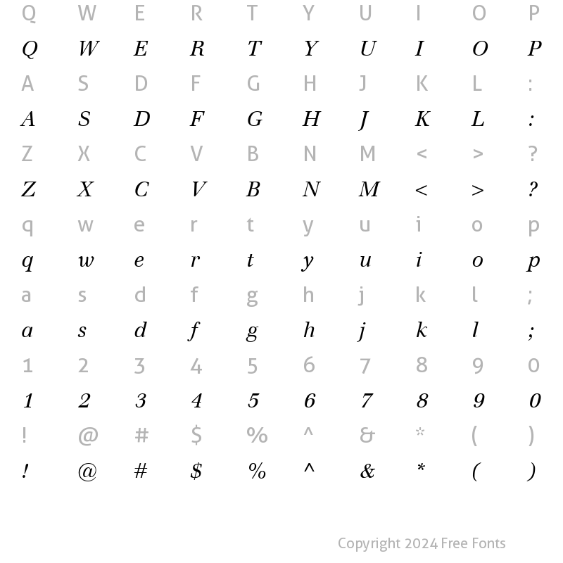 Character Map of Emona Italic
