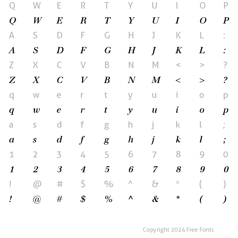 Character Map of Emona SemiBold Italic
