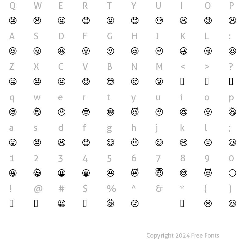 Character Map of Emoticons Regular