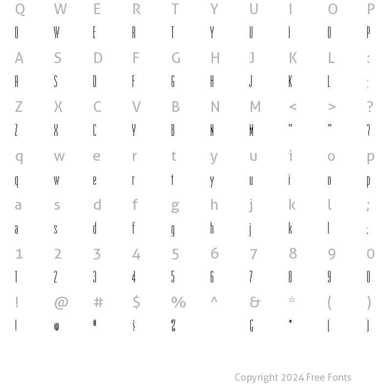 Character Map of EmperorNineTeen Regular