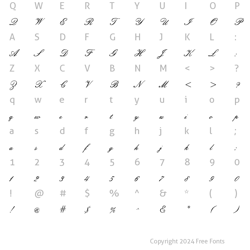 Character Map of Empire Script Regular