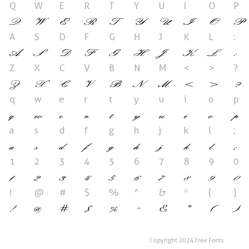 Character Map of EmpireScriptExtended Regular