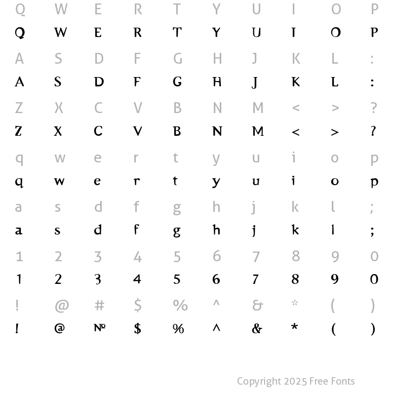 Character Map of Emulate Bold