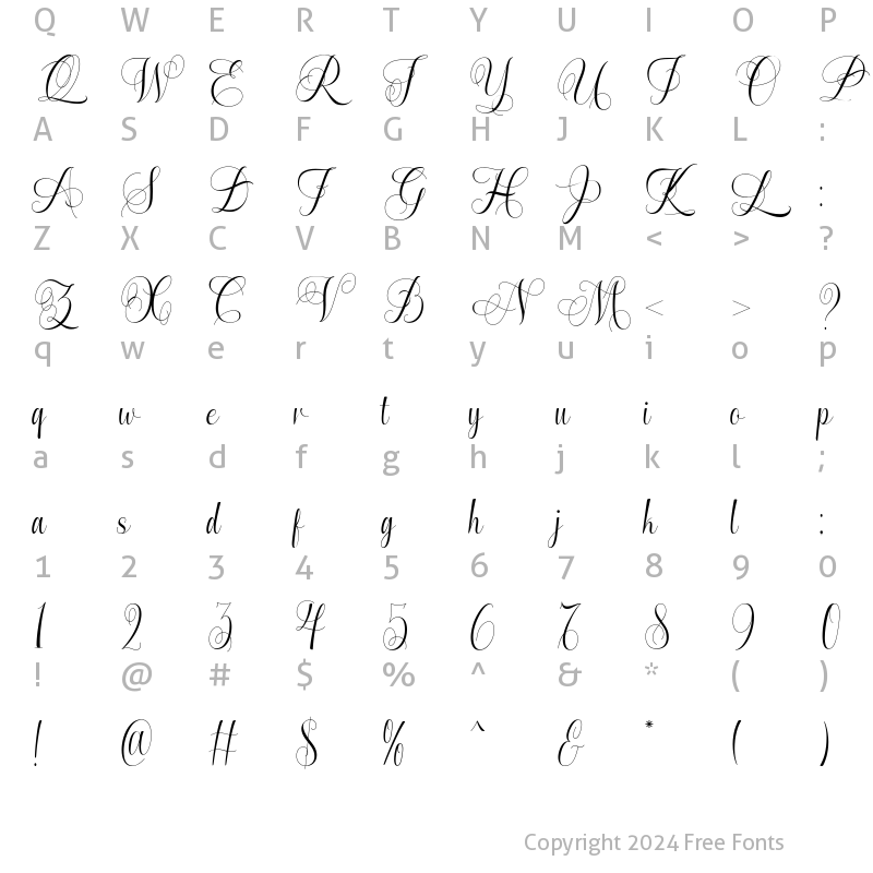 Character Map of Enchanting Script Font Regular