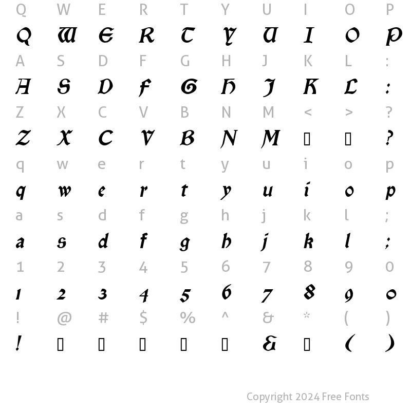 Character Map of Enchantment Italic