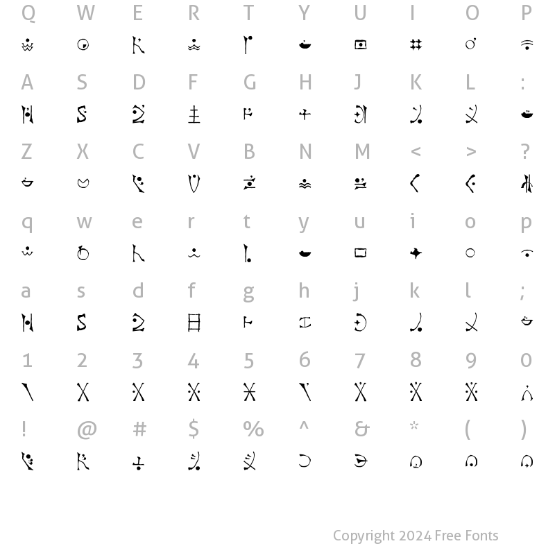 Character Map of En'Dankai Italic