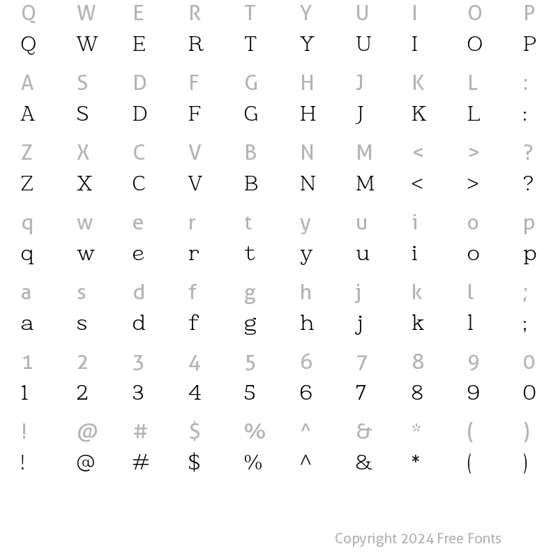 Character Map of Endlants Extra Light