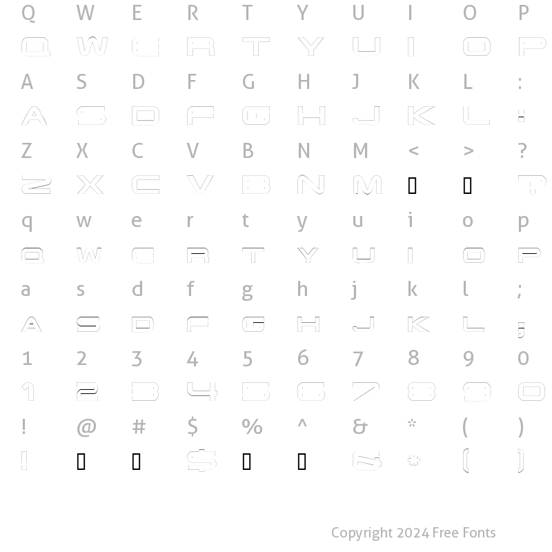 Character Map of EndzoneOutline Regular