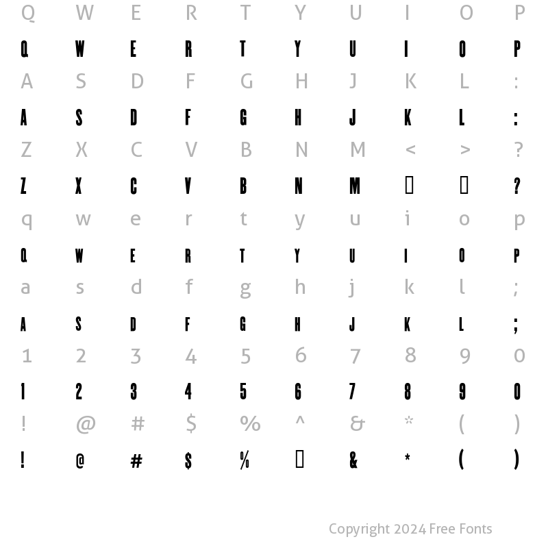 Character Map of Enge Holzschrift Regular