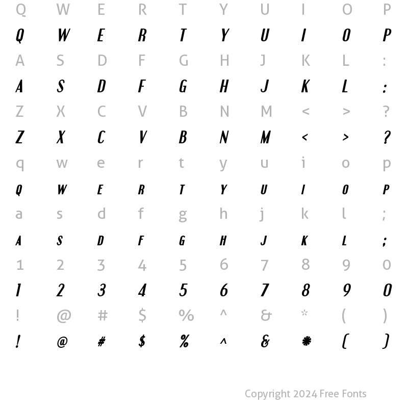 Character Map of Engebrechtre Bold Italic