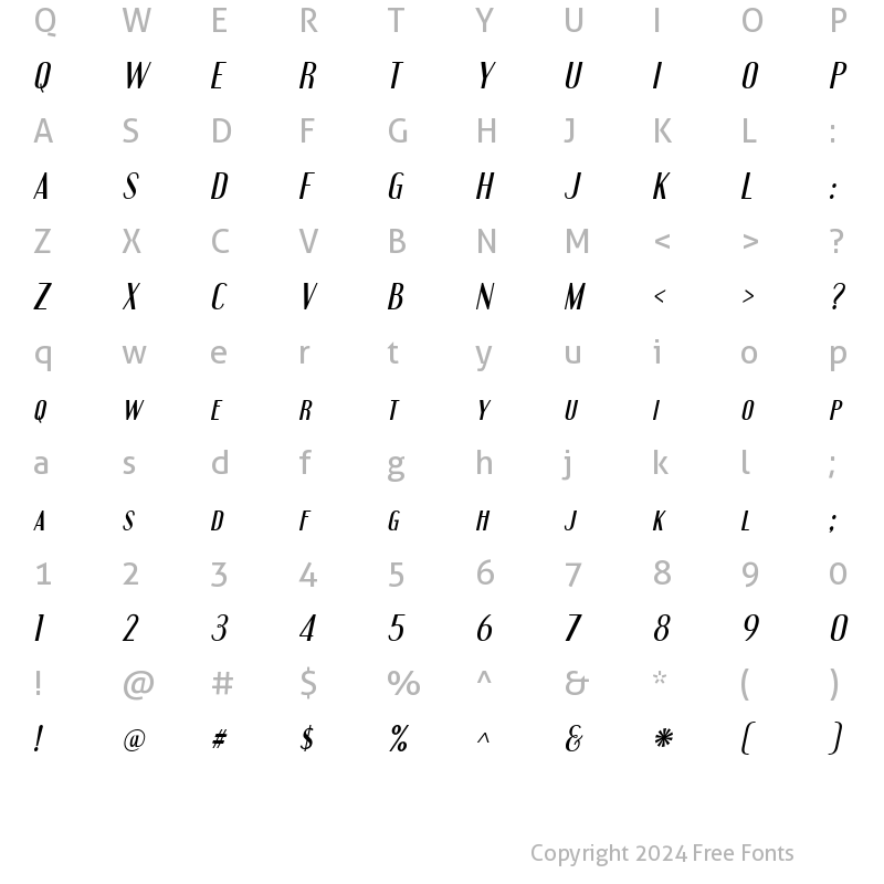 Character Map of Engebrechtre Italic