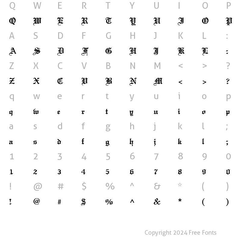 Character Map of England Bold