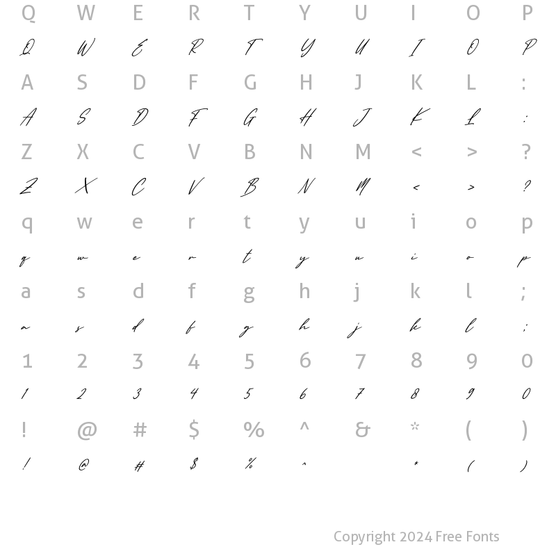 Character Map of England Signature Italic